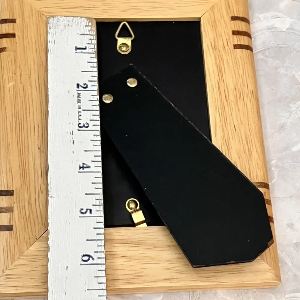 Vtg Art Deco Wooden Picture Frame Handcrafted Light Grain Marquetry Inlay MCM